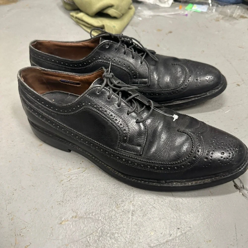 Allen Edmonds Mens 10 C Black Leather Wingtip Oxford Brogue‎ Dress Shoes 9117